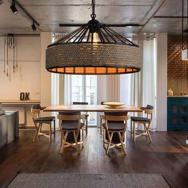 具现代简约餐厅工业风灯灯麻绳灯138罩装吊吊灯吧台复古灯饰麻绳,淘宝优惠券,粉丝福利购,淘宝优惠卷