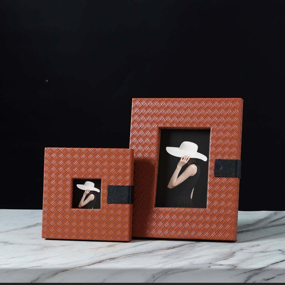 编高档皮革相框画框摆台摆件无床柜书桌电视柜织桌面家头居饰品用,淘宝优惠券,粉丝福利购,淘宝优惠卷