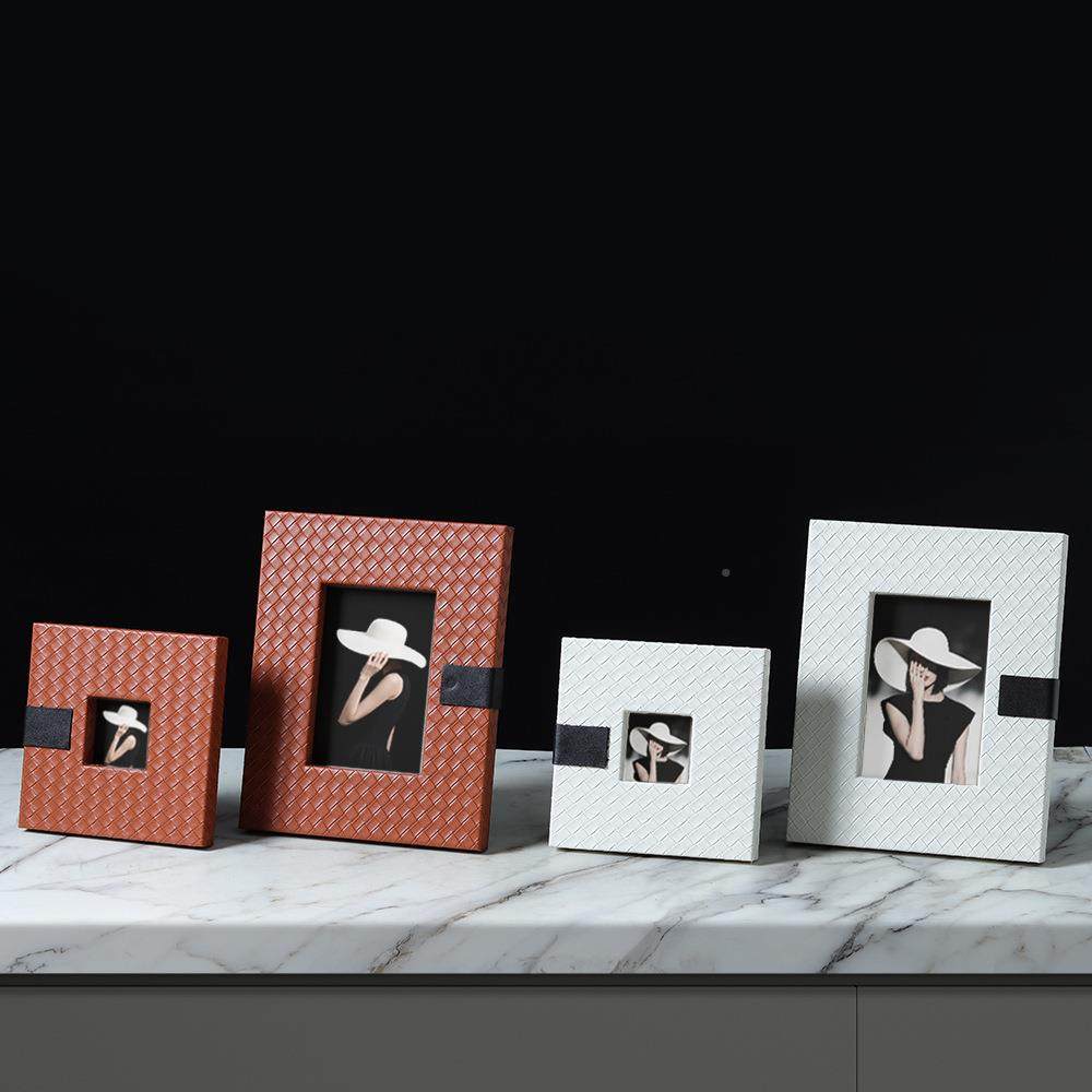 编高档皮革相框画框摆台摆件无床柜书桌电视柜织桌面家头居饰品用,淘宝优惠券,粉丝福利购,淘宝优惠卷