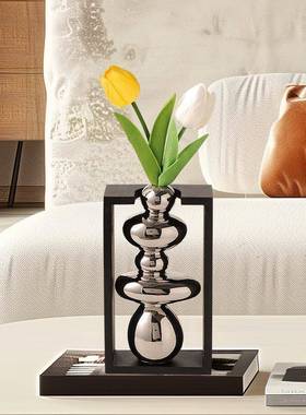 石来花运转石陶瓷瓶件轻奢高档摆客厅电视柜入门玄关头高级slyz装