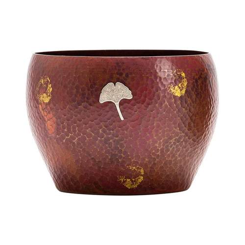 手5229工纹铜锤茶洗日式茶建水钵干桶泡茶渣紫铜镶银茶杯水盂笔洗 - 图3