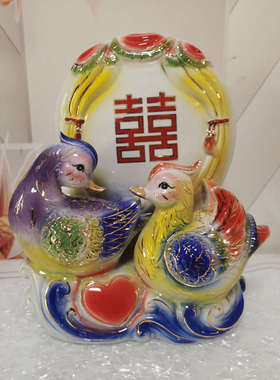 陶瓷鸳鸯摆件一对卧室摆设送礼品卧室新人结婚动物祝福床头创意