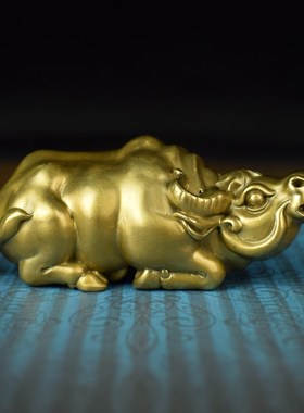 全铜实心动物生肖牛手把件文玩镇纸桌面摆件盘玩手把牛气冲天礼品