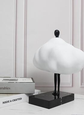 简创意白色云家人物摆件金属底座朵BJ00096售楼处前台约样板房居