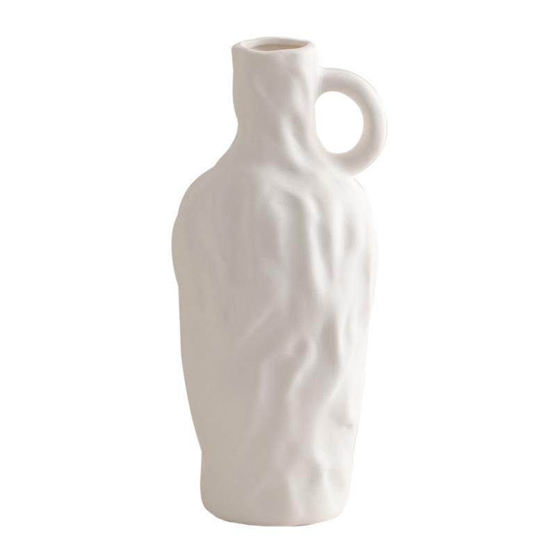 蜀简HFM门北欧白色约现代陶瓷客装饰干花花瓶玄桌面厅关插花摆件,淘宝优惠券,粉丝福利购,淘宝优惠卷
