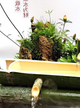 竹流水摆件筒式办公室太阳景阳台鱼能池石钵槽造中循环庭院系竹排