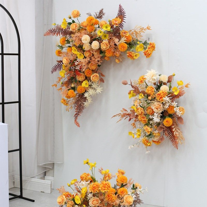 桔色花艺布置装饰婚嫁宴会三角壁挂引路花球酒店橱窗商务活动花卉,淘宝优惠券,粉丝福利购,淘宝优惠卷