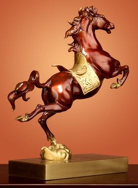 《壮志凌云》纯铜马摆件桌办公室装饰招财马到成功工艺品客厅生肖