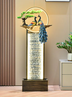 大型落地可达豪华循环水装饰电视柜饰品水入口幕墙开口客厅财富水