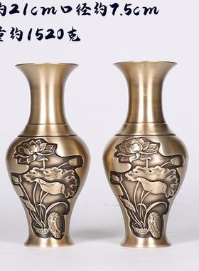 直供铜拉058迷你小花口径瓶家居桌摆小花丝仿古铜瓶摆件