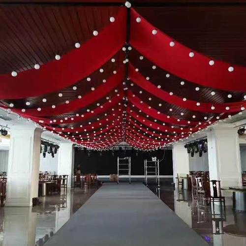 婚庆弹力布顶纱顶幔布幔装饰韩式婚堂礼舞台部飘吊酒店PDD10049云 - 图2