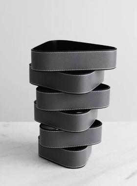 创现代轻奢意皮质马层叠花器花插摆件厅样毛板间客玄关餐厅装GT-B