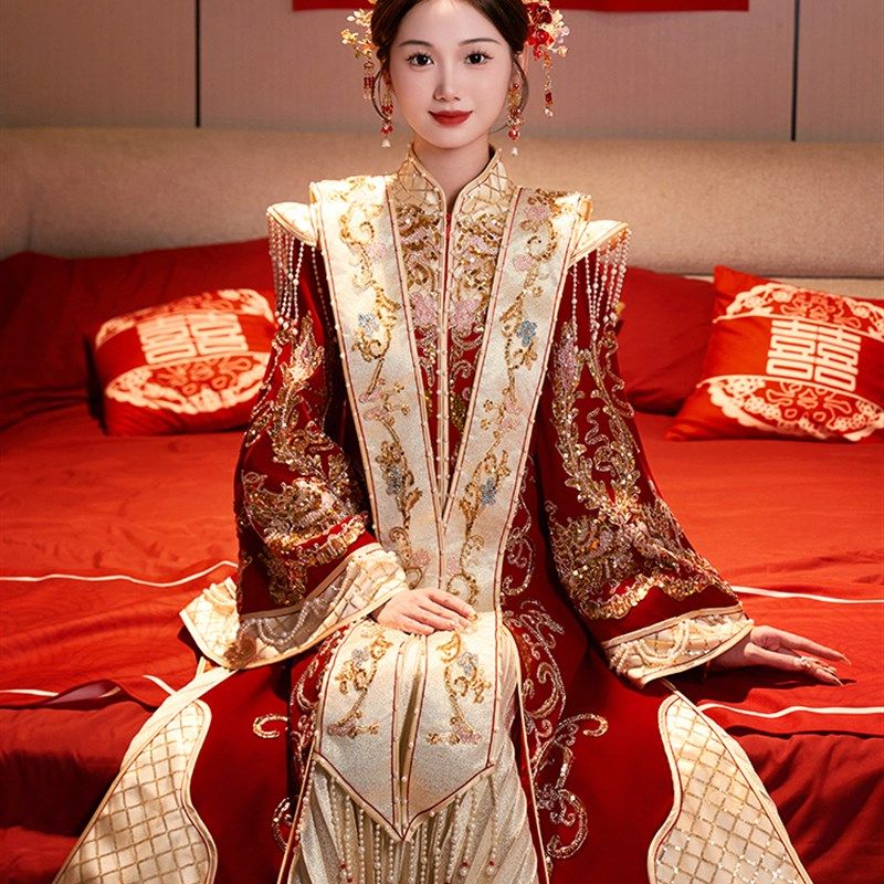 明制汉服婚服秀禾服2024新款新娘孕妇中式嫁衣结婚凤冠霞帔大码,淘宝优惠券,粉丝福利购,淘宝优惠卷