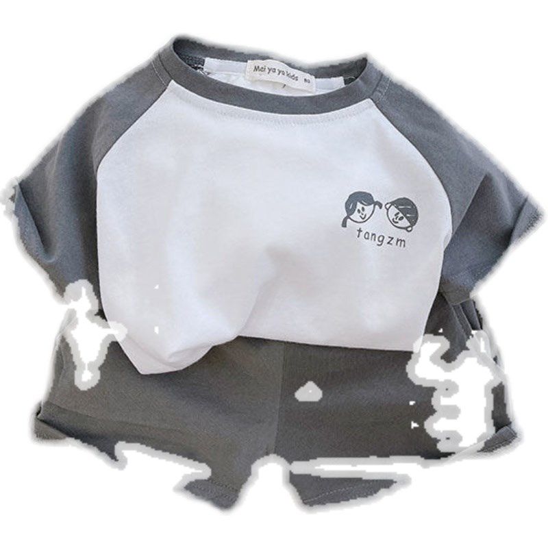 儿童纯棉短袖套装两件套韩国男童宝宝潮插肩袖T恤沙滩短裤上衣,淘宝优惠券,粉丝福利购,淘宝优惠卷