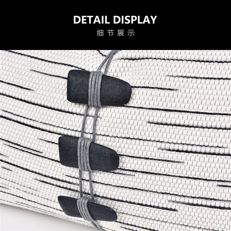 高级感新中式沙发抱枕套黑白肌理配饰腰枕样板房床头定制背垫靠垫 - 图0