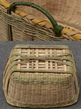 竹编大号篓子农家手工编织家用长方形竹制品超市饭店收纳竹编篮子