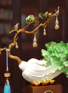 新中式白菜招财摆件家居办公室客厅玄关电视柜酒柜装饰品乔迁礼品