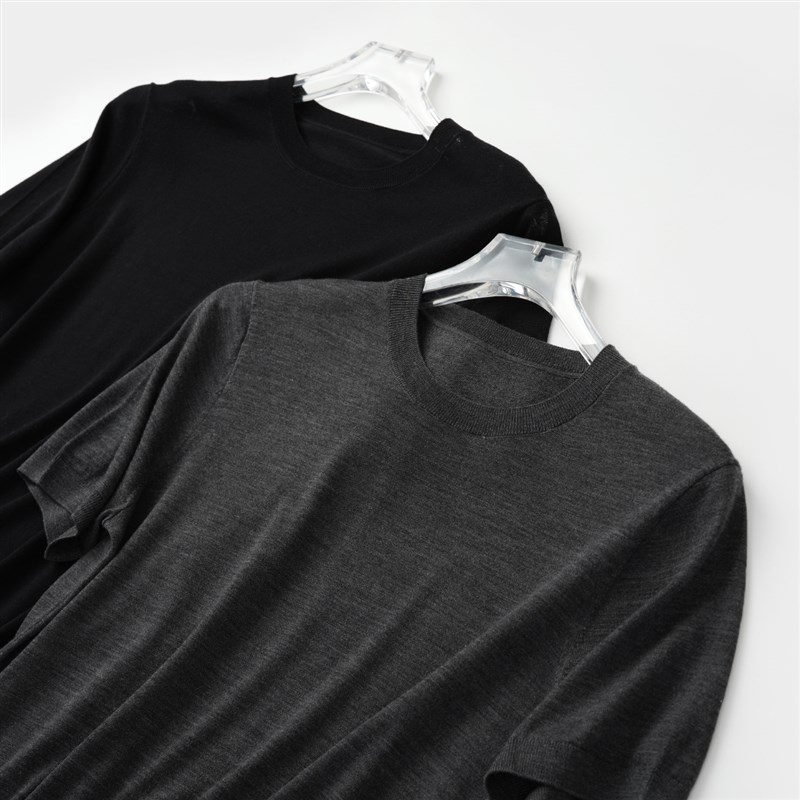 100支丝光精纺全羊毛 男士圆领短袖 休闲百搭T恤衫 春夏款 男装 - 图2