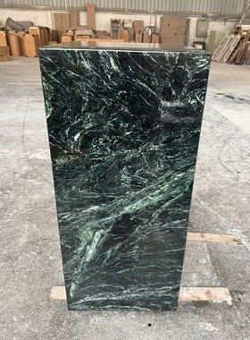 天然大花绿大理石花盆底座入户进门玄关高级感摆件落地装饰雕塑台