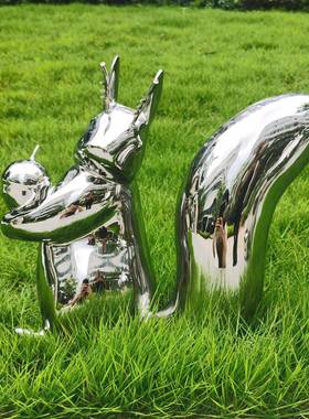 不锈00001钢镜面猫景咪雕摆件园林小区户塑外售楼处轻奢装饰观艺