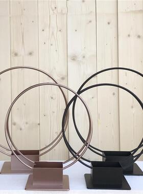 新式双件圆形铁艺摆仿真崖所柏T005、T0松树禅意别墅会茶室山水景