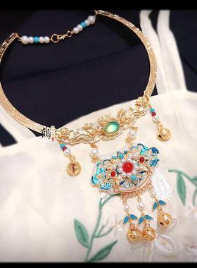 马流面饰璎珞苏晚明风项PIZ平安配锁汉服古风项圈明制中式唐风炼