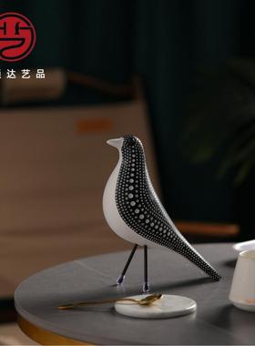 波小鸟树脂桌面摆件点欧式ins玄关办020公室厅书客架装饰礼品