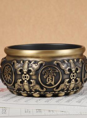 黄铜八福聚JT-A013宝盆招财宝纳办福聚宝盆摆件公室件桌面摆大号