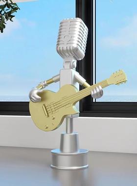 树脂业风机器人件创意家居摆电工脑桌MFX面生机械麦克风吉他手男