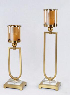 大理创意石黑白圆柱金属烛板台卧摆QHJ件现代简约客厅主室软装样