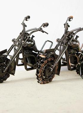 M9495手工特大号霸气链条摩托模型工艺摆装饰礼品全金件车电焊属