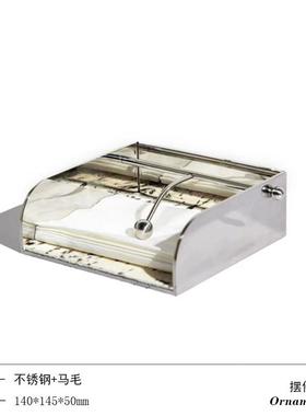 桌现代YPV轻奢不锈钢定点纸巾架创意摆件厅面高端摆酒店样客板间