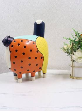 色现代极抽彩色波点象猫咪摆简件样板-BJ00027间客厅电视柜软装饰