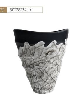 现新中式大口径花瓶螺旋纹艺术插花器样GD-H275桌板间代餐茶几摆