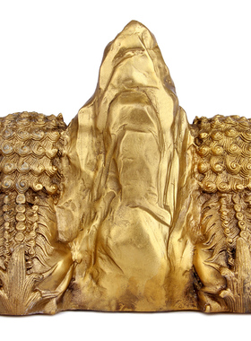 泰山阁 铜泰山石敢当摆件铜双狮石敢当铜狮子家居摆件