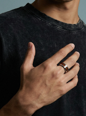 Zippo/之宝年轮红檀戒指男士简约檀木复古禅意新中式百搭木质指环