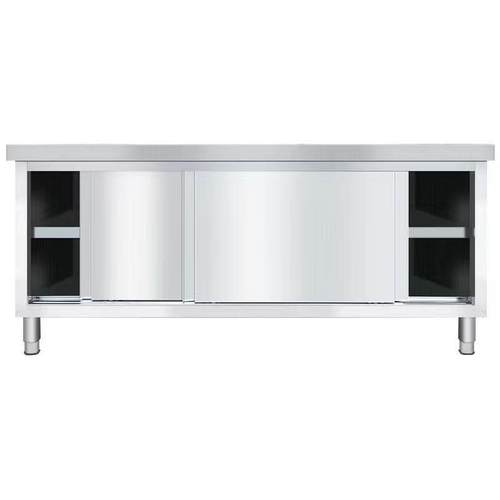 锈不QKJ钢工作台带拉门切商菜桌子打打荷台包用厨房操作台面推拉 - 图3