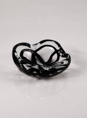 约轻奢色玻璃烟灰缸样板房间客厅黑茶几装GT-D182饰摆桌件台面简