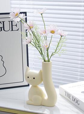 可爱咪插花花瓶小雏假花仿真干花插花摆件家猫居客厅摆BN-216设装