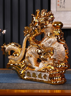 景德镇陶瓷空酒瓶 3斤装珐琅瓷龙腾盛世密封酒坛 三斤装镀金龙坛