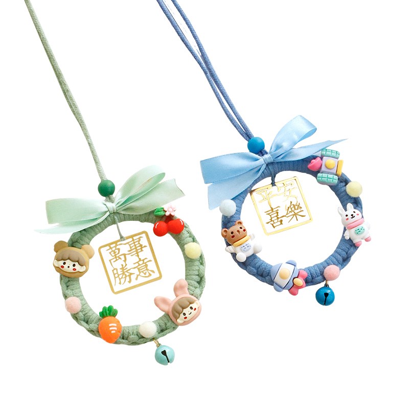 创意diy绳编车内挂饰平安喜乐汽车挂件手工制作礼物车载编绳车挂 - 图2