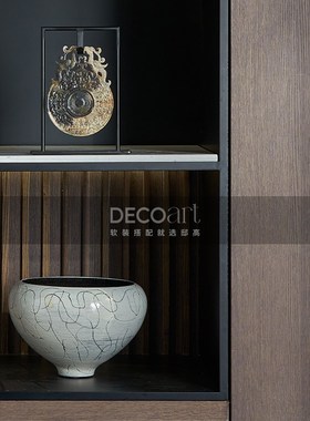 邸高家居新中式茶室软装展示柜博古架陈列装饰品搭配玉璧摆件组合