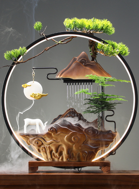 创意招财流水摆件家居客厅办公室桌面流水循环水装饰摆设开业礼品