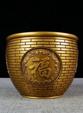 铜缸摆件招财铜缸聚宝盆招财进宝烟灰缸办公室工艺品铜水缸大小号