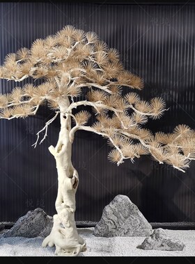 仿真松树迎客松造型树室内造景装饰枯树酒店大堂软装创意落地摆件