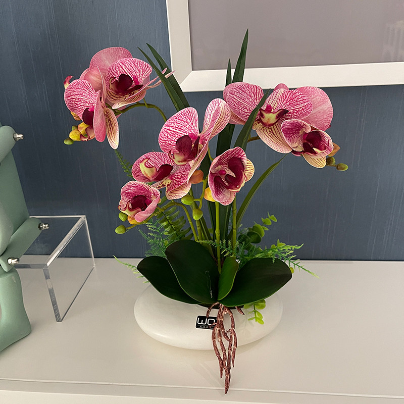 手感PU蝴蝶兰仿真花艺陶瓷摆件客厅餐桌花摆花茶几上摆放的花假花,淘宝优惠券,粉丝福利购,淘宝优惠卷