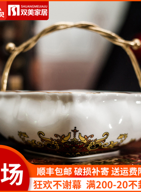 钥匙收纳摆件美式门口玄关家用创意欧式陶瓷铜北欧招财玄关钥匙盘