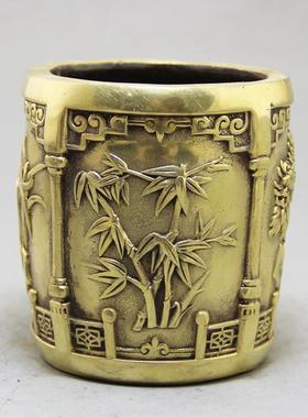 杂件做旧梅兰菊笔筒收藏工品礼书YX-H-202房办公饰室艺摆件装品竹