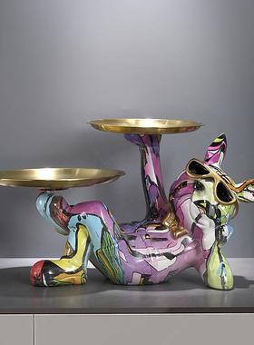 法斗犬匙纳钥玄鞋彩色潮流摆件托511-1S盘家居客厅乔迁入收户柜装