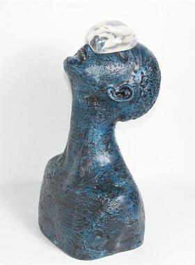 北欧玄关抽板象人物雕塑树房脂摆件样售楼饰处样板3008房间复古软